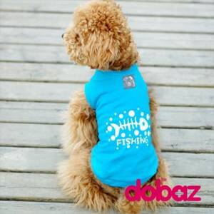 Hund t-shirt Fishing blue